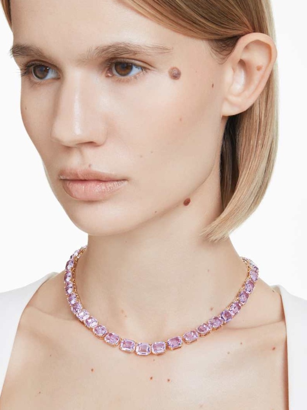 Swarovski Gold-Tone Lavender Crystal Tennis Necklace